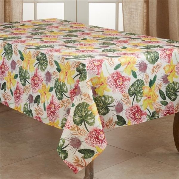 Saro Lifestyle SARO 8719.M6590B 65 x 90 in. Oblong Floral Tablecloth with Lanai Design 8719.M6590B